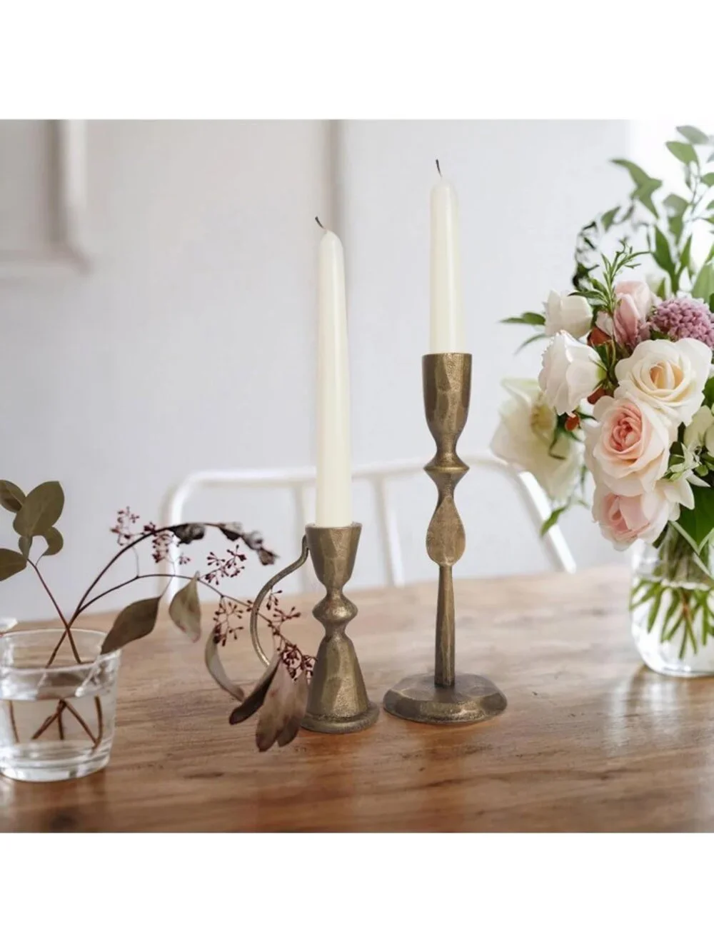 Vintage Antique Brass Candle Holders Set of 2 – Decorative Taper Candlesticks
